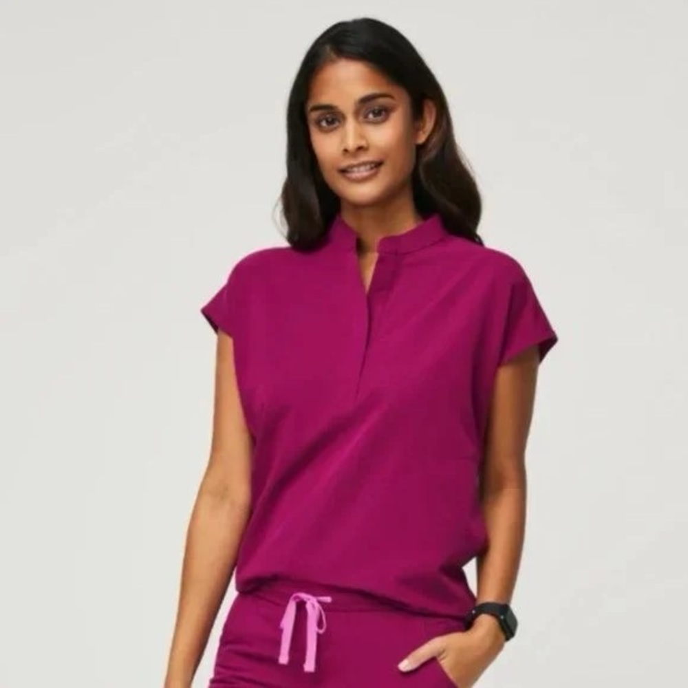 Figs Dark Magenta Rafaela Scrub Top